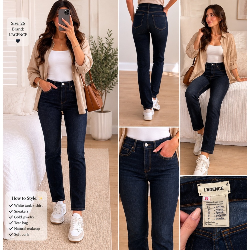 L'AGENCE Margot High Rise Skinny Jeans Midnight Blue Size 26 226634 #443